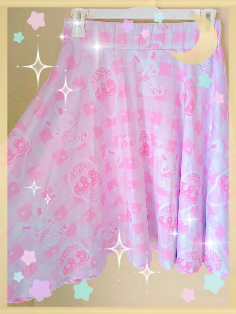 Sparkle Sweets A Line Skirt Made To Order Ice Cream Bunny Kawaii Decora Harajuku Jfashion Fairy Kei Mahou Kei Magical Girl Pastel Pink Holley Tea Time Online Store Powered By Storenvy