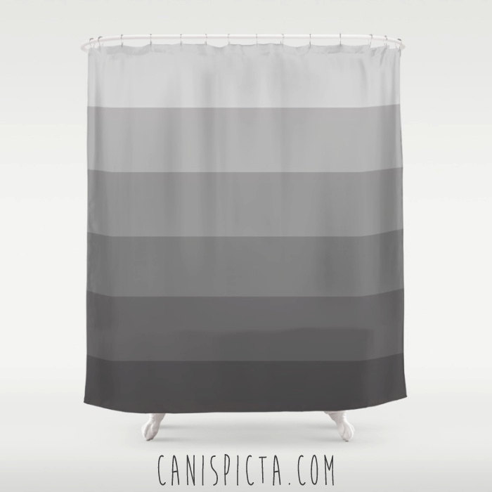 Shower Curtain Smoke Ash Ombre 71 X 74 Charcoal Bathroom