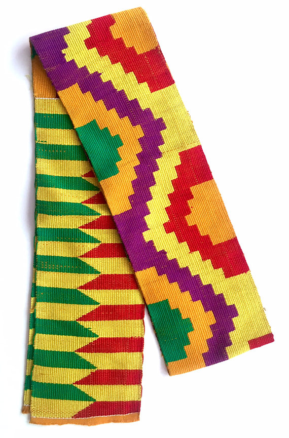 Handwoven Kente Sash Kente Scarf Asante Stole African Art African
