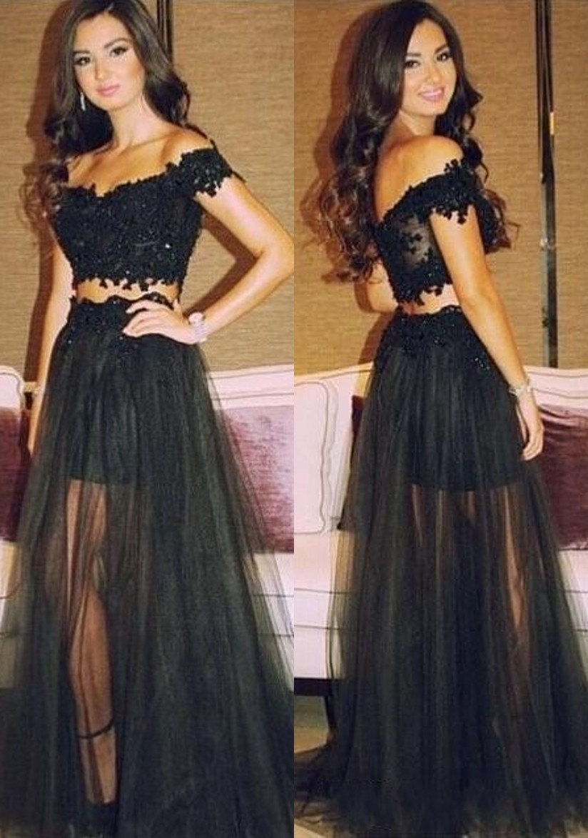 Black Sheer Bottom Prom Dresses