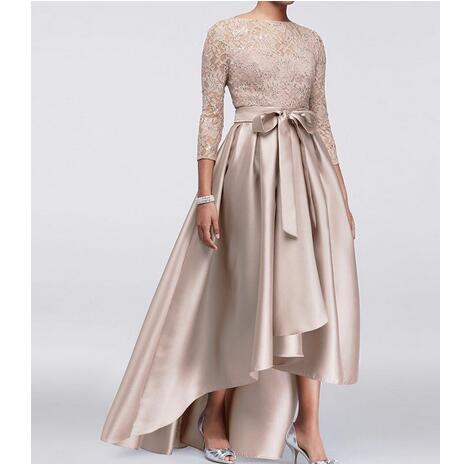 dresses bride mother line dress champagne chic low sleeves guest evening cheap wear sequined lace misszhu bridal