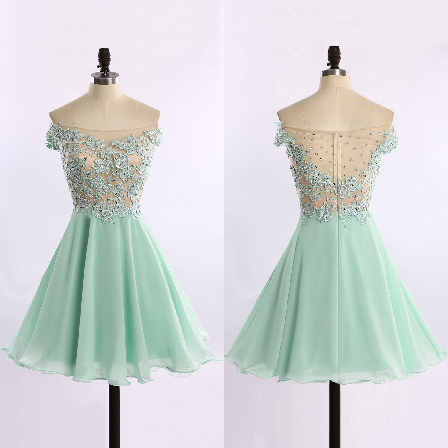 mint off the shoulder dress