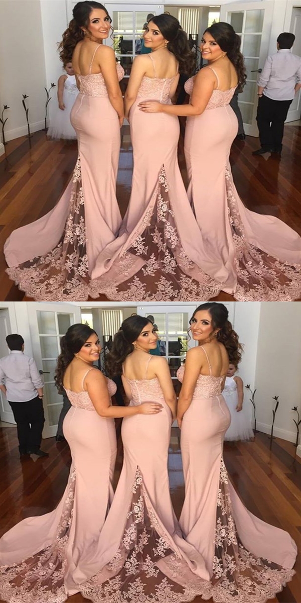 blush lace bridesmaid dresses