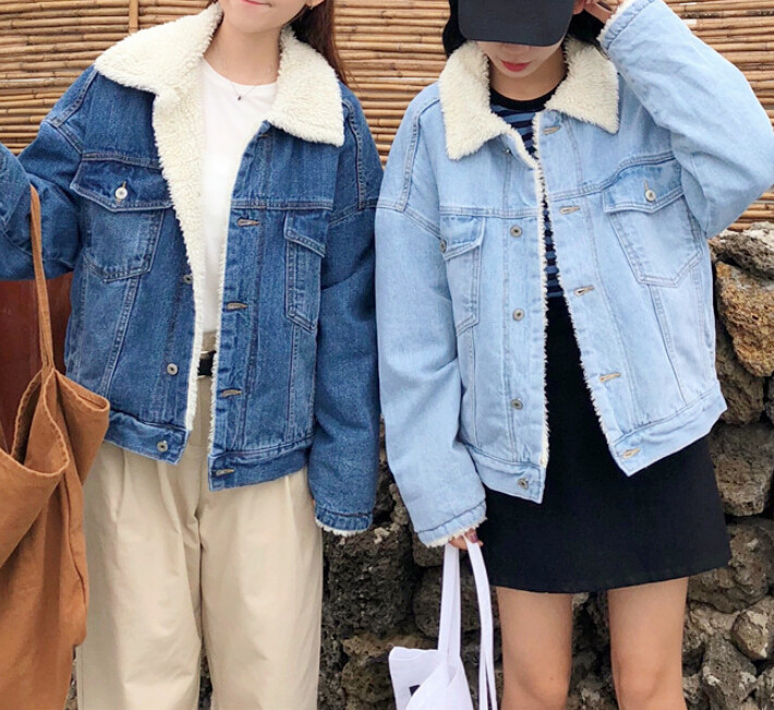 lamb wool denim jacket