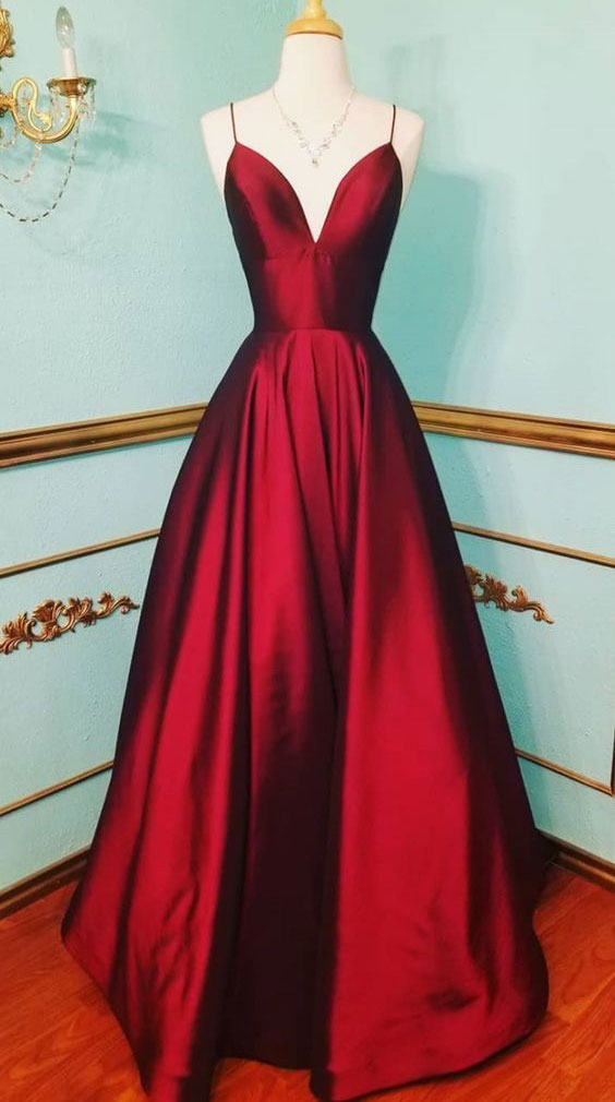 dark red prom dress
