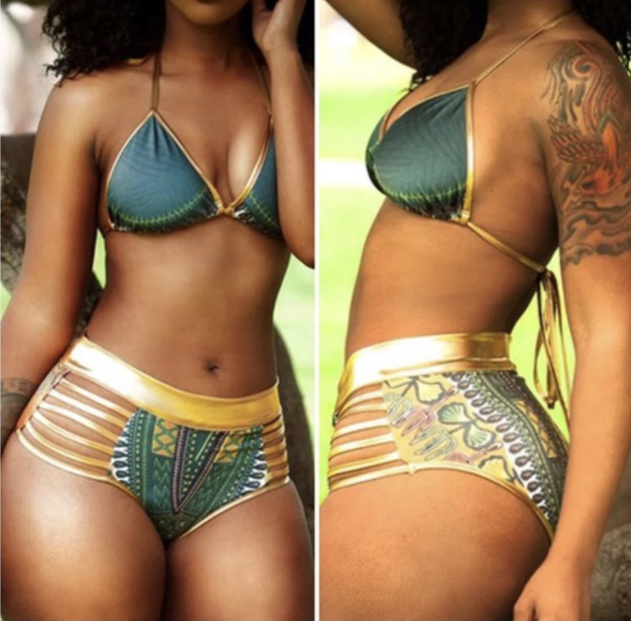 rose gold high waisted bikini