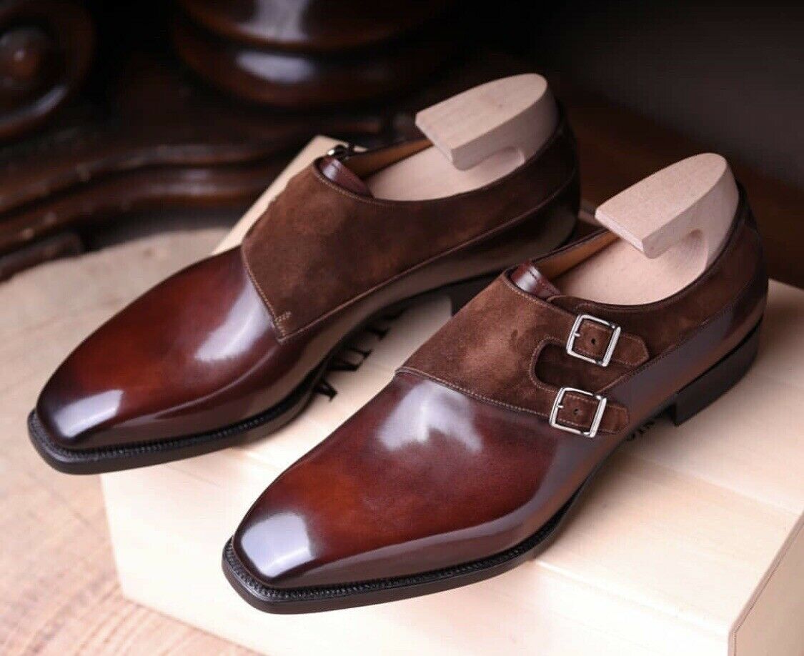 New Handmade Burgundy Leather and Brown Leather Shoes