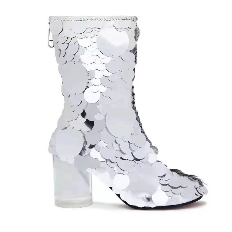 silver platform booties