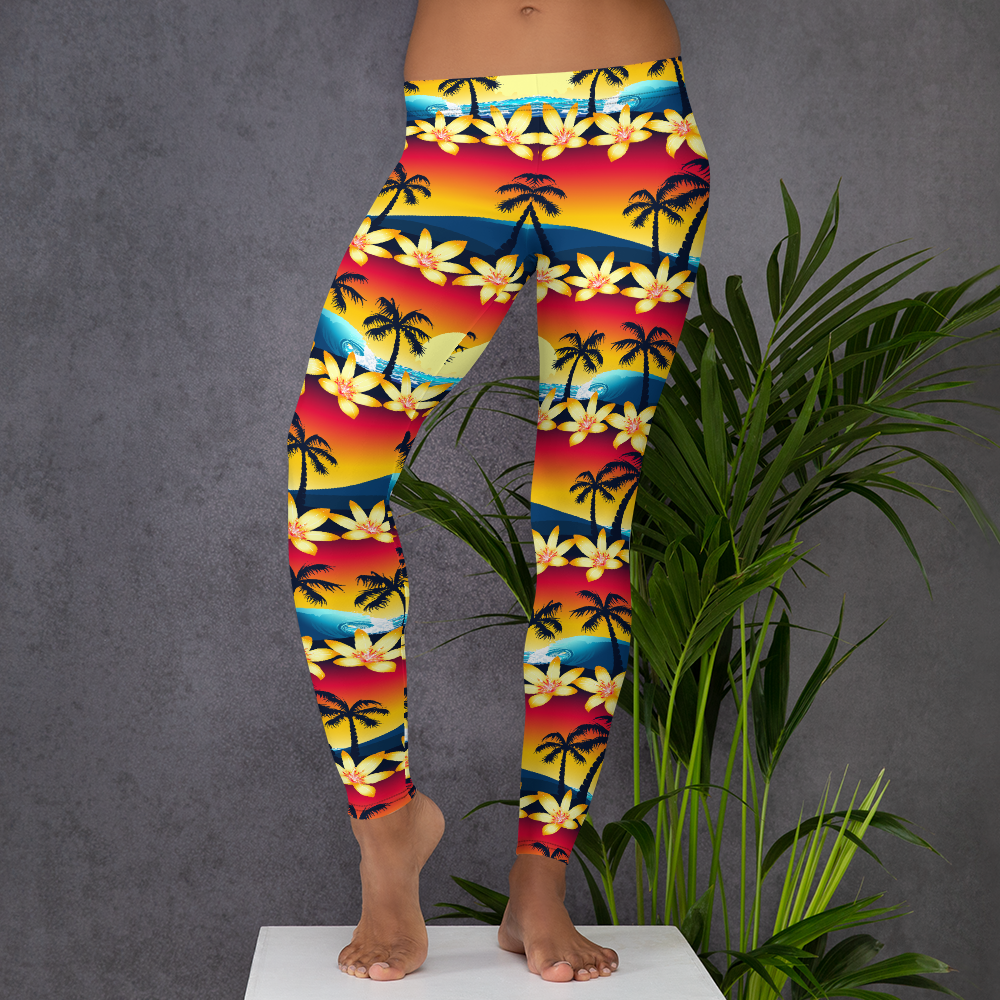 Summer Leggings, Beach Pants, Ocean Leggings, Beach Leggings, Sea Waves