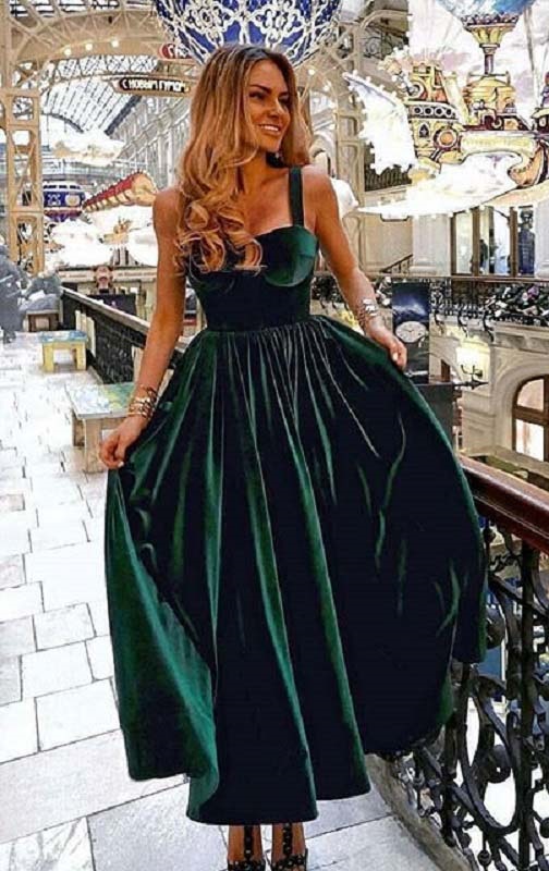 green velvet formal dress