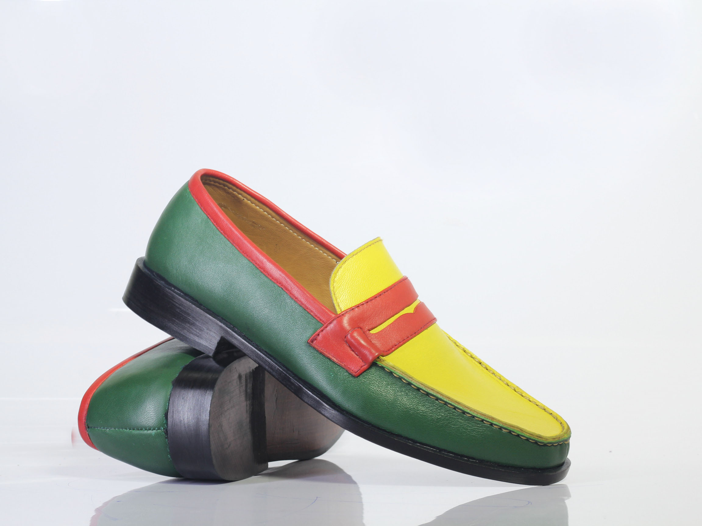 Pure Handmade Multi Color Penny loafers shoes for men�s on