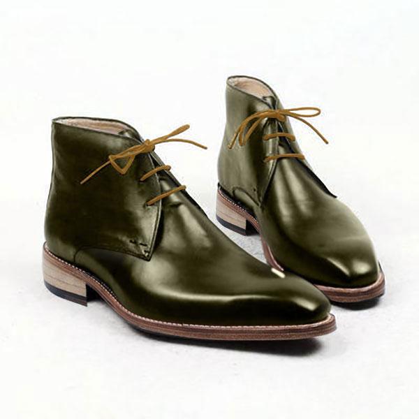 Men's Green Boot Dress Leather Half Ankle Lace Up Boot on Storenvy