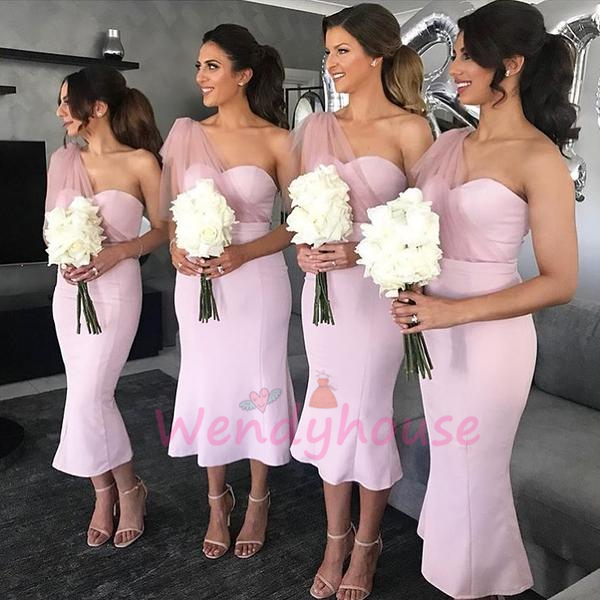 pink midi bridesmaid dress