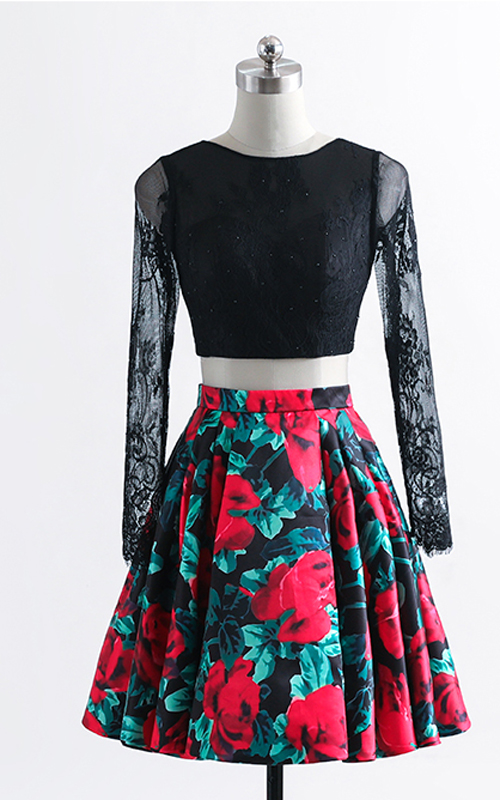 black floral homecoming dress