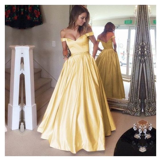 Off the shoulder yellow prom dress Clearance